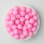 Cow Skull Pattern 15mm Silicone Round Beads Printed Design 50pcs - Pink