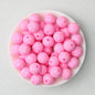 Cow Skull Pattern 15mm Silicone Round Beads Printed Design 50pcs - Pink