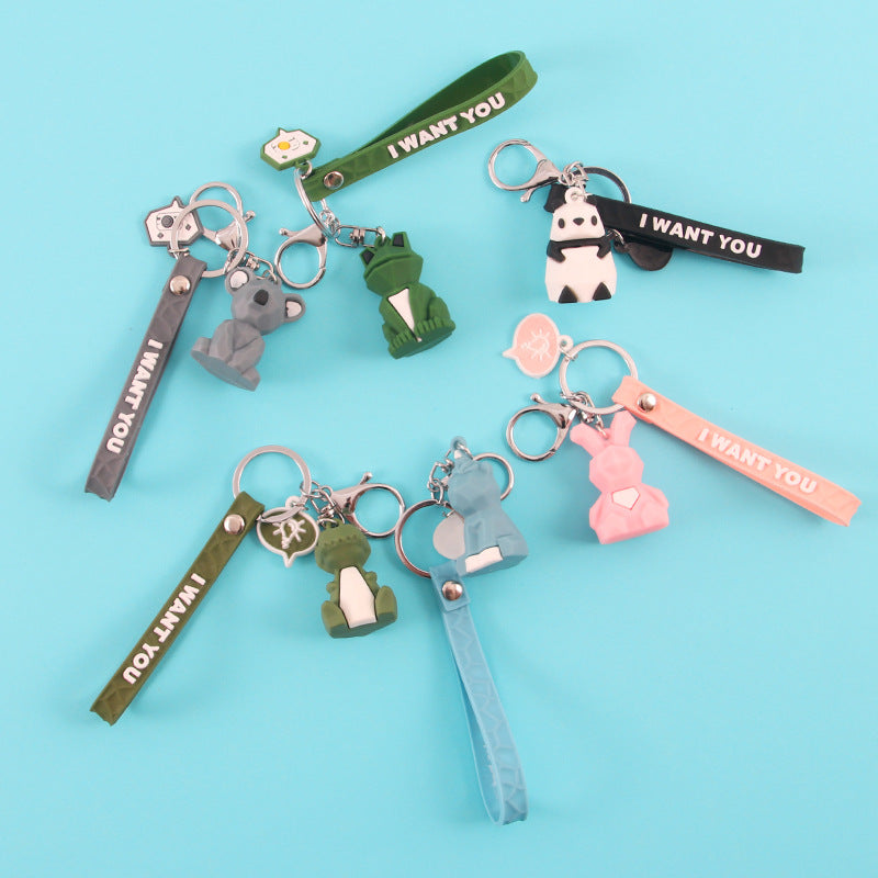 PVC Animal Keychain Cute Pastel Wild Animal Charm 2