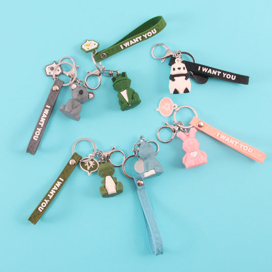PVC Animal Keychain Cute Pastel Wild Animal Charm 2