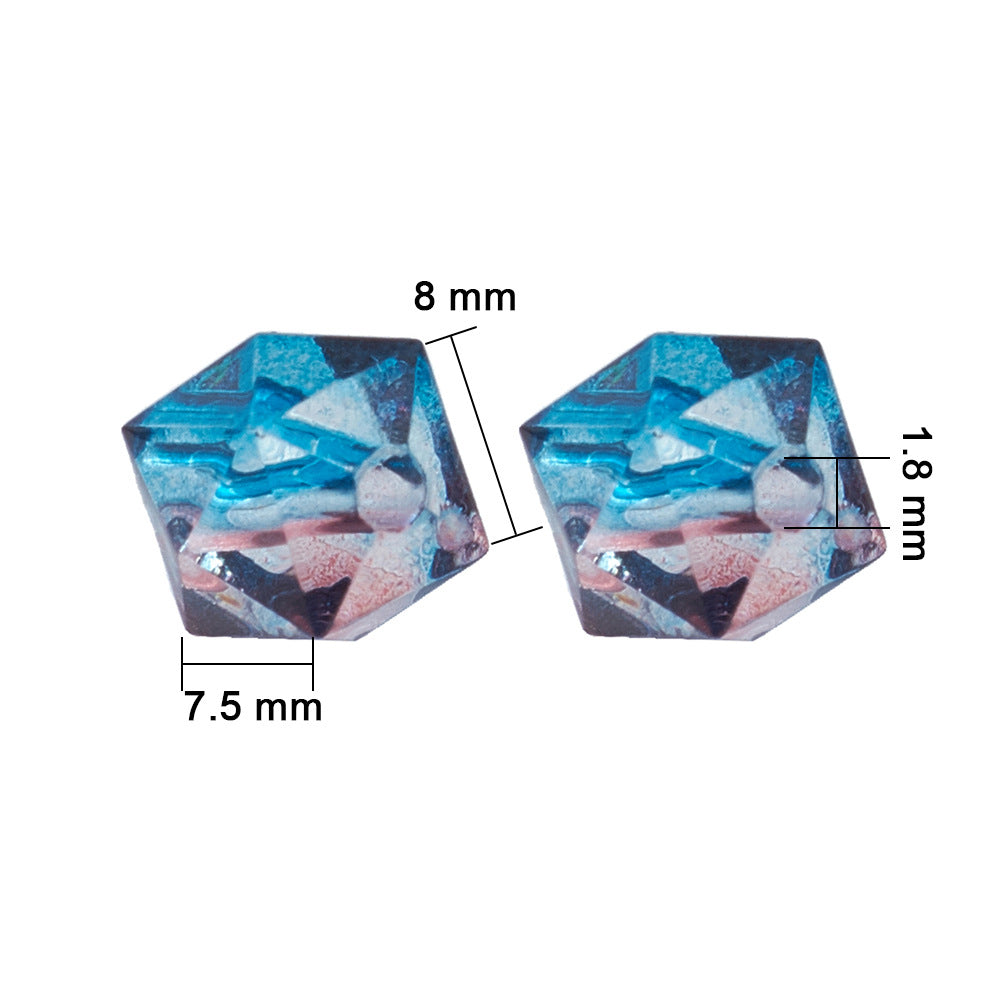 Spray Painted Polygon Acrylic Beads 8mm Two-Color Mix 100pcs 4