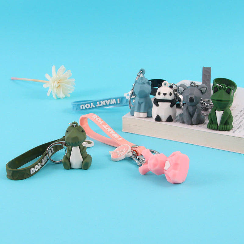 PVC Animal Keychain Cute Pastel Wild Animal Charm 3