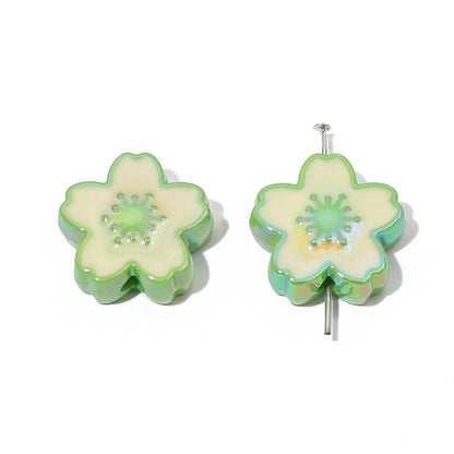 Ombre Sakura Flower Acrylic Beads 20mm Assorted Colors 4pcs 15