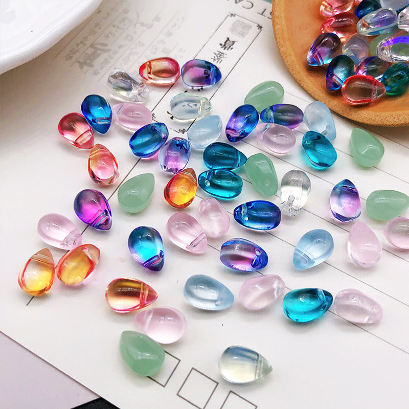 Czech Glass Beads Water Drop 9mm Colorful Translucent 50pcs 3