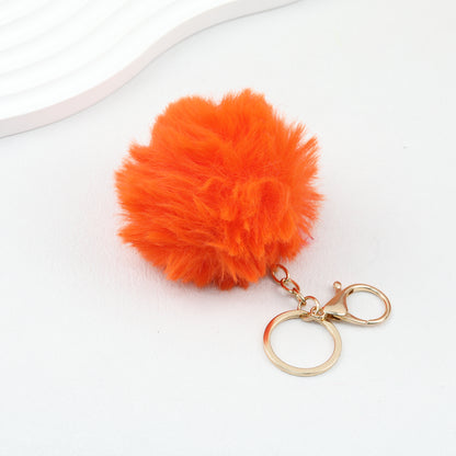 Pom Pom Keychain Fluffy Imitation Rex Rabbit Fur Ball 8cm With Lobster Clasp