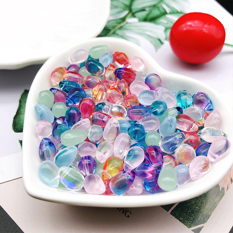 Czech Glass Beads Water Drop 9mm Colorful Translucent 50pcs 6