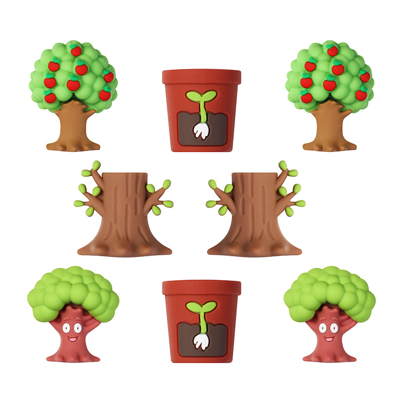 Silicone 3D Green Tree and Potted Plant Focal Beads 20pcs 9