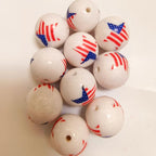 Patriotic Star Shape 20mm Bubblegum Acrylic Beads 10pcs