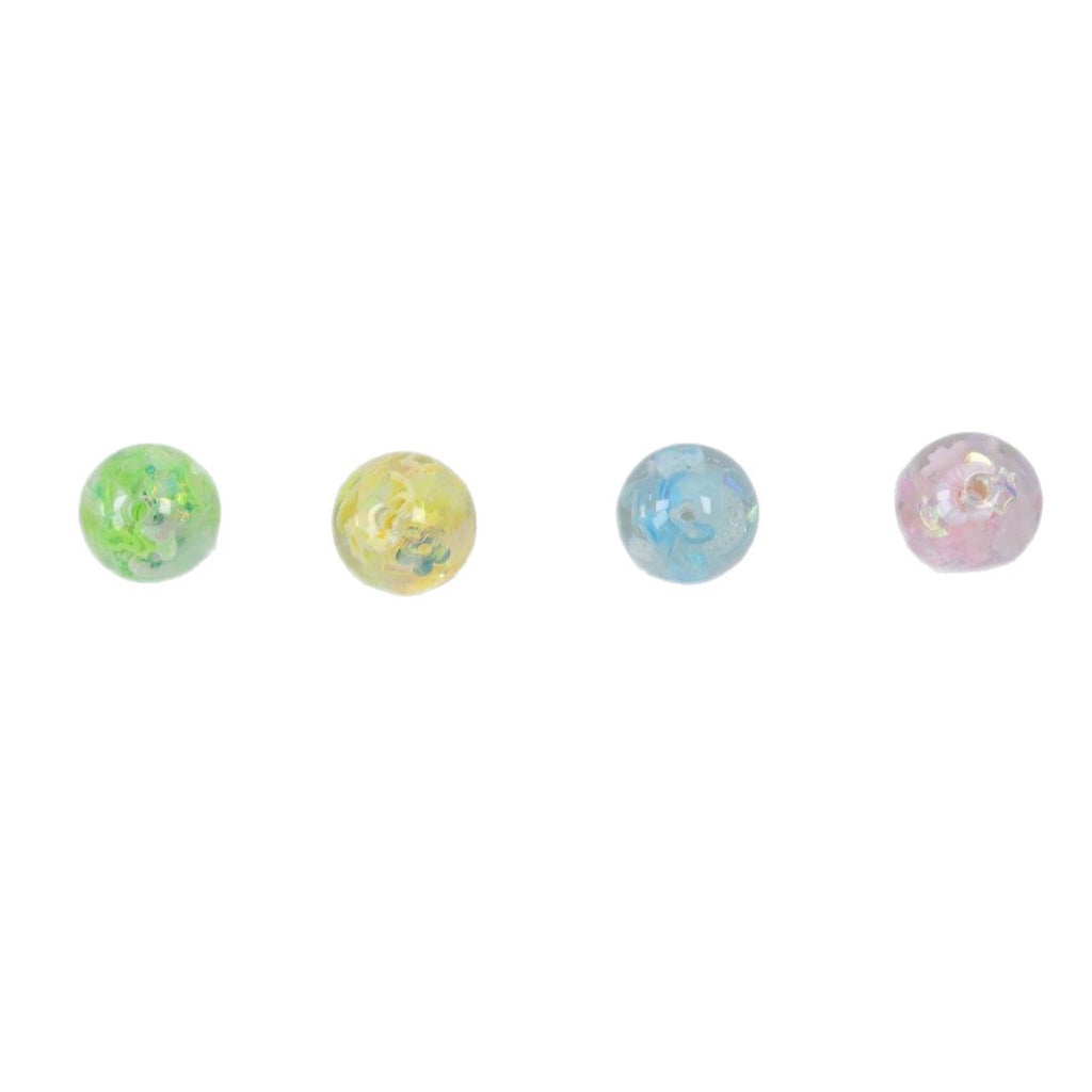 Summer Inspired 16mm Resin Round Beads with Sparkling Sequins 10pcs 5