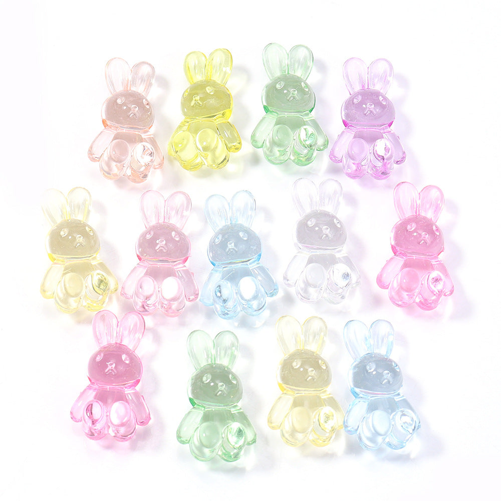 3D Bunny Glass Beads 14x24mm Translucent Pastel Mixed 30pcs 4