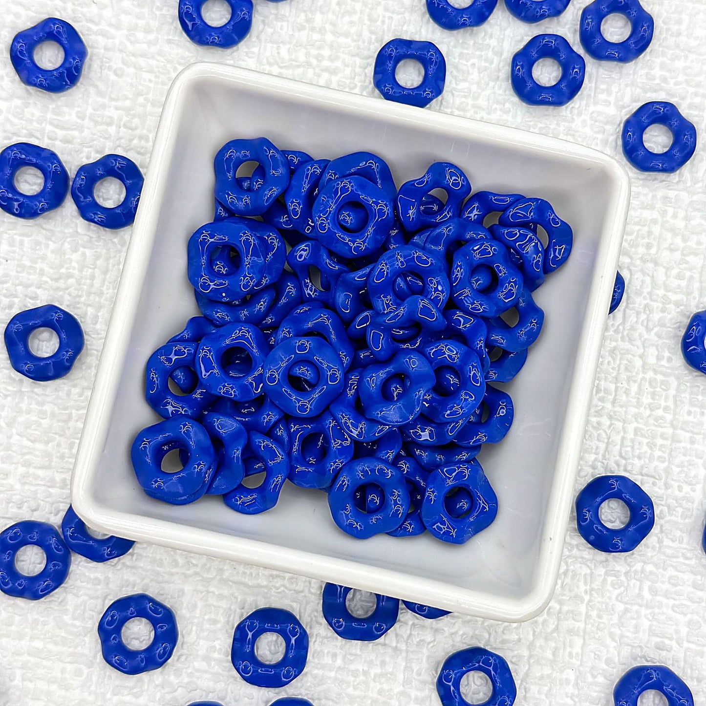 Acrylic Wavy Spacer Beads 12mm Baking Painted Colorful 50pcs - Royal Blue