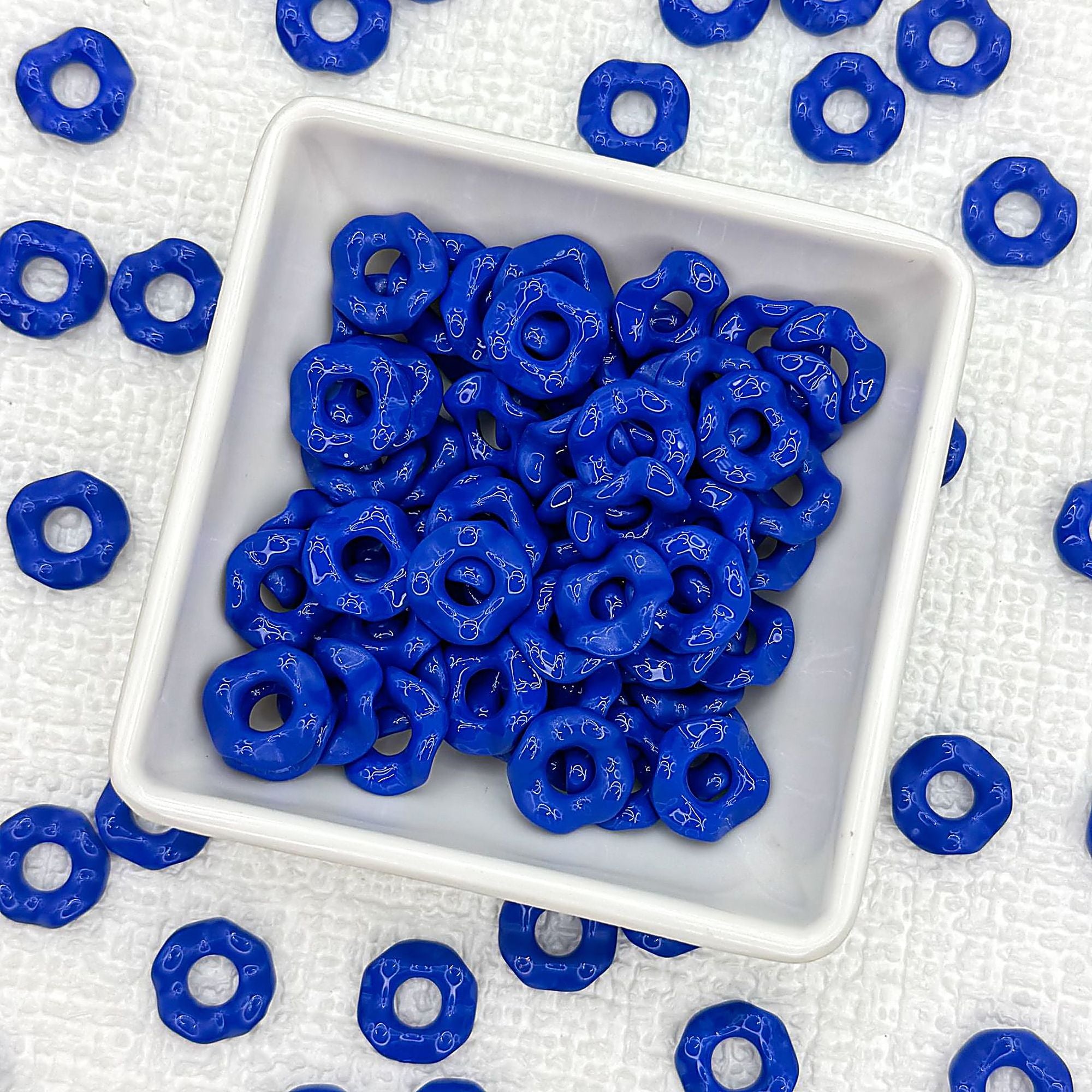 Acrylic Wavy Spacer Beads 12mm Baking Painted Colorful 50pcs - Royal Blue