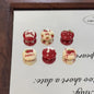 Flat Strawberry Pancake Acrylic Beads 14mm Playful Foodie Design 20pcs