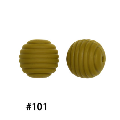 Honeycomb 15mm Silicone Beads Solid Color Textured Matte Finish 50pcs