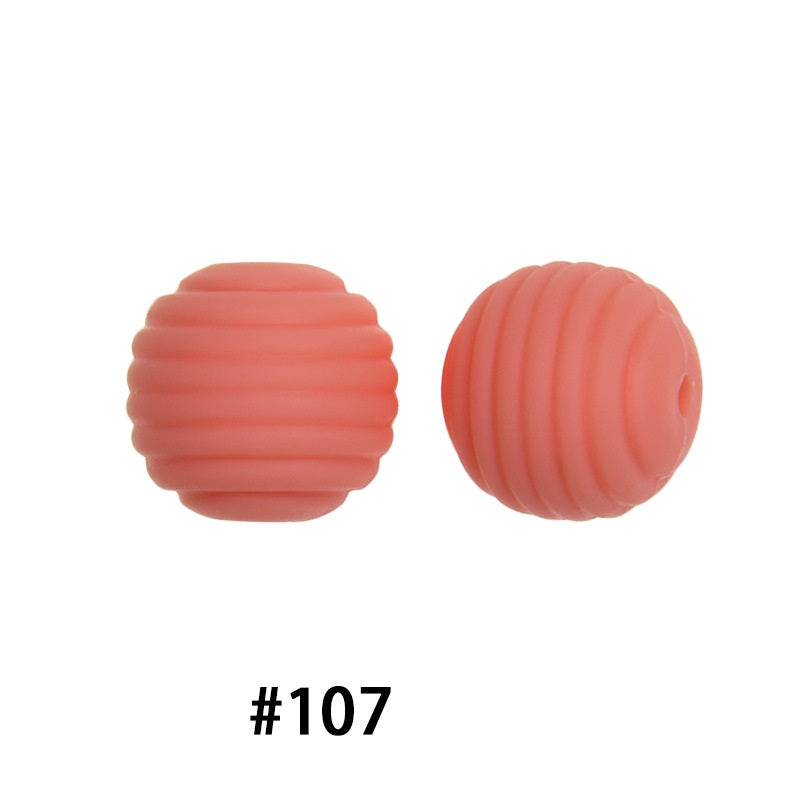 Honeycomb 15mm Silicone Beads Solid Color Textured Matte Finish 50pcs