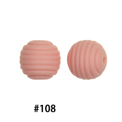 Honeycomb 15mm Silicone Beads Solid Color Textured Matte Finish 50pcs