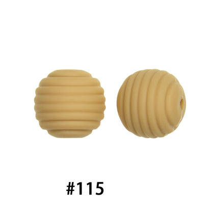 Honeycomb 15mm Silicone Beads Solid Color Textured Matte Finish 50pcs