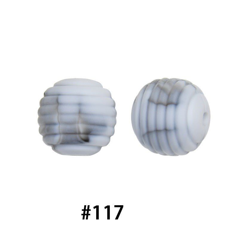 Honeycomb 15mm Silicone Beads Solid Color Textured Matte Finish 50pcs