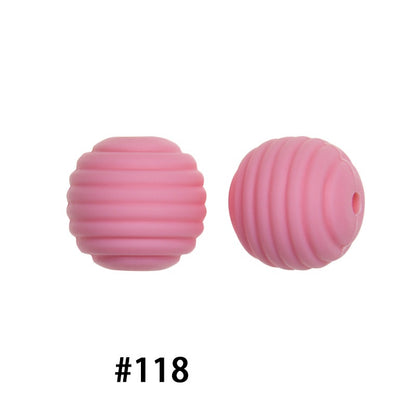 Honeycomb 15mm Silicone Beads Solid Color Textured Matte Finish 50pcs