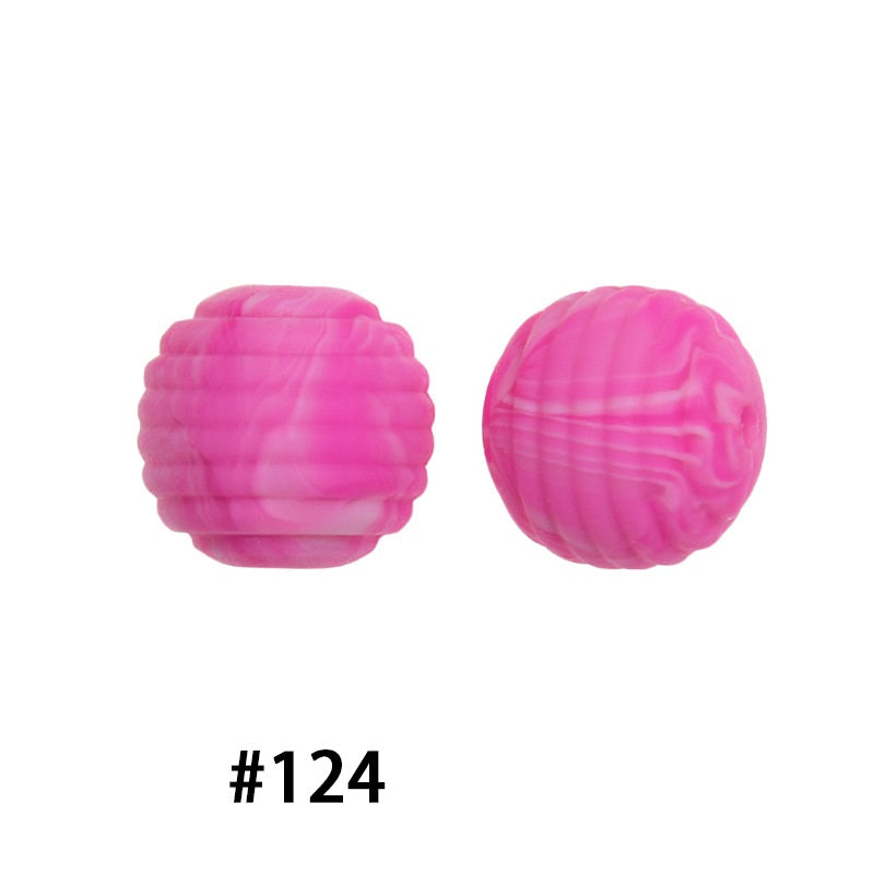 Honeycomb 15mm Silicone Beads Solid Color Textured Matte Finish 50pcs