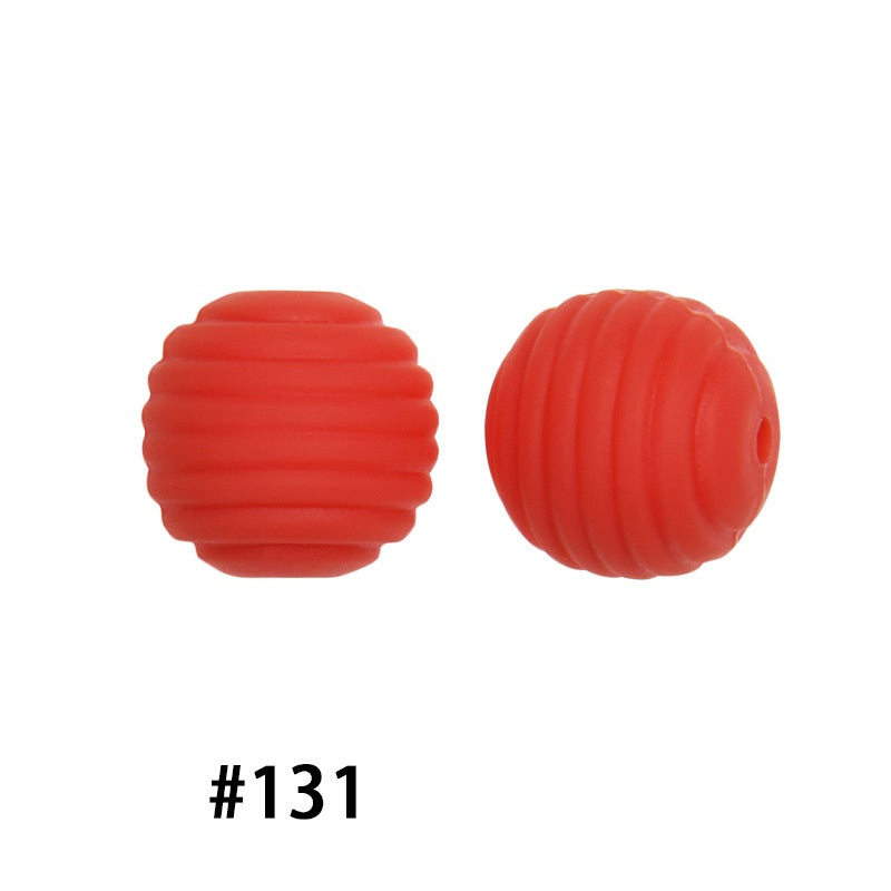 Honeycomb 15mm Silicone Beads Solid Color Textured Matte Finish 50pcs