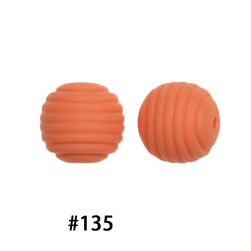 Honeycomb 15mm Silicone Beads Solid Color Textured Matte Finish 50pcs