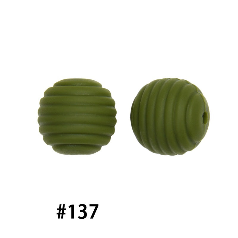 Honeycomb 15mm Silicone Beads Solid Color Textured Matte Finish 50pcs