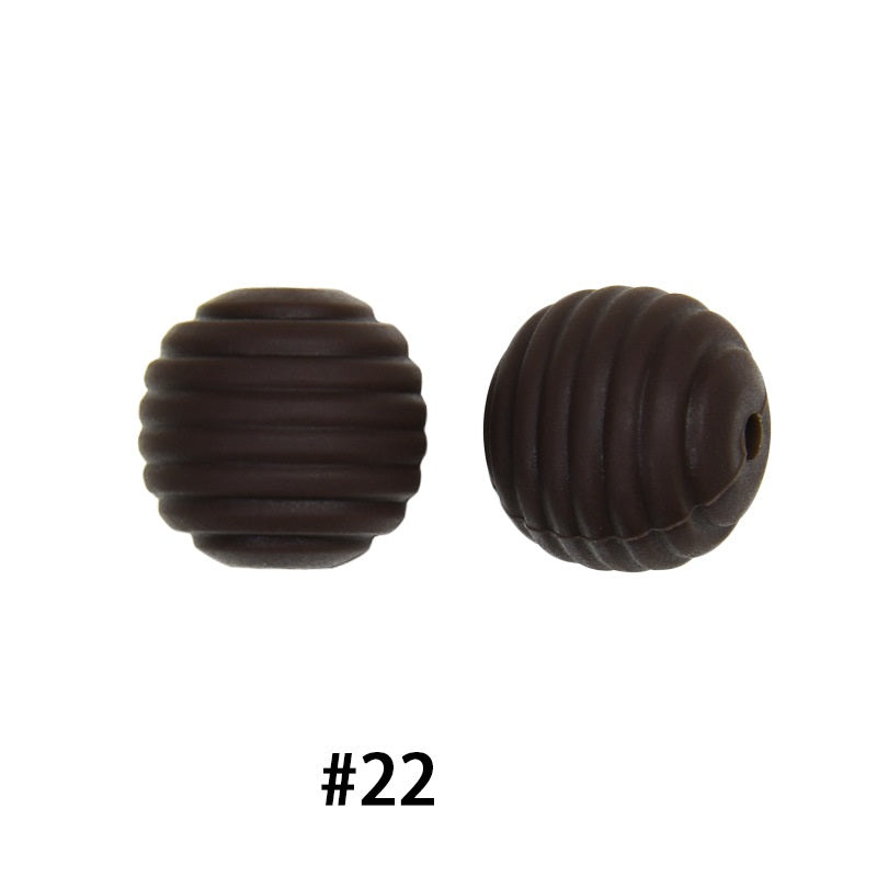 Honeycomb 15mm Silicone Beads Solid Color Textured Matte Finish 50pcs
