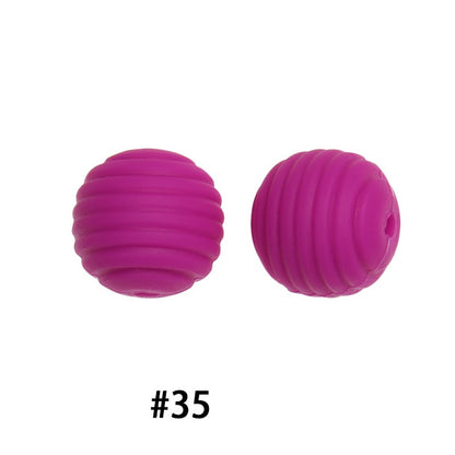 Honeycomb 15mm Silicone Beads Solid Color Textured Matte Finish 50pcs