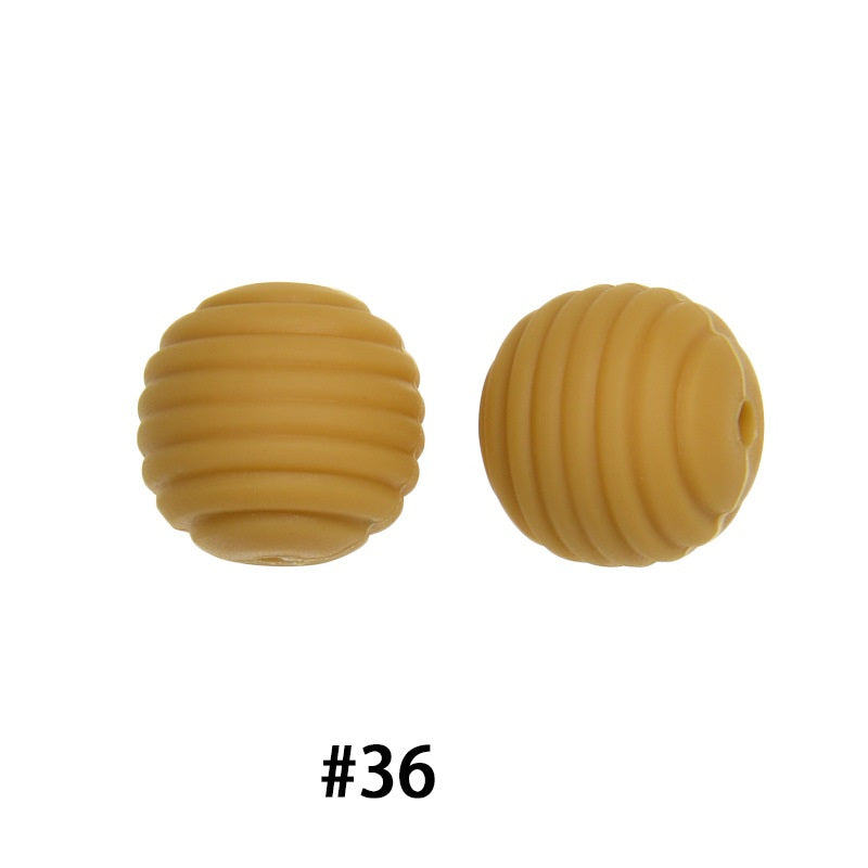 Honeycomb 15mm Silicone Beads Solid Color Textured Matte Finish 50pcs