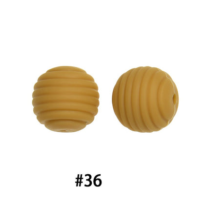 Honeycomb 15mm Silicone Beads Solid Color Textured Matte Finish 50pcs
