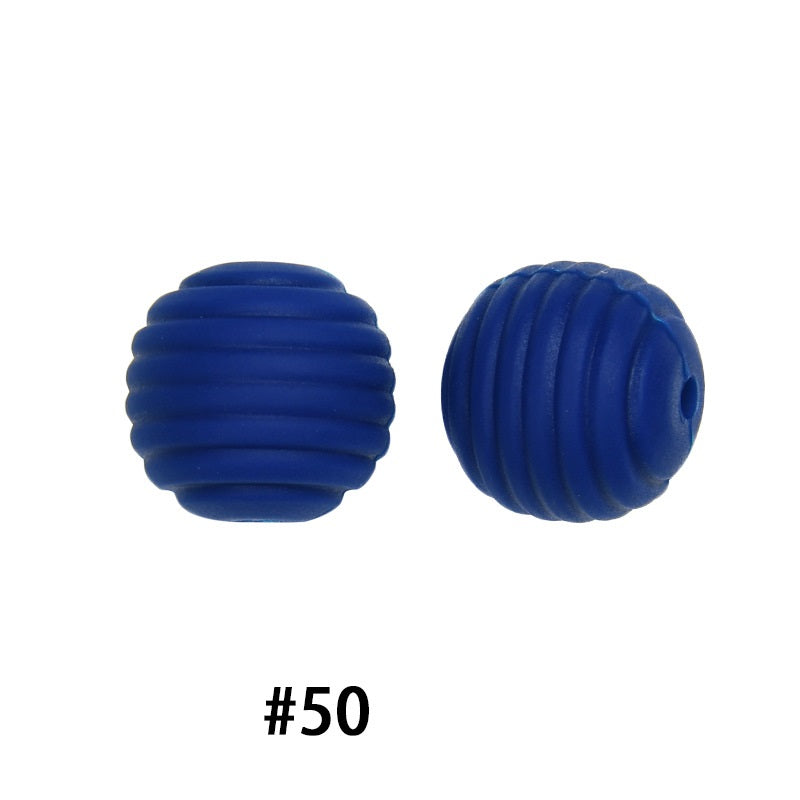 Honeycomb 15mm Silicone Beads Solid Color Textured Matte Finish 50pcs