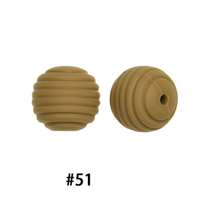 Honeycomb 15mm Silicone Beads Solid Color Textured Matte Finish 50pcs