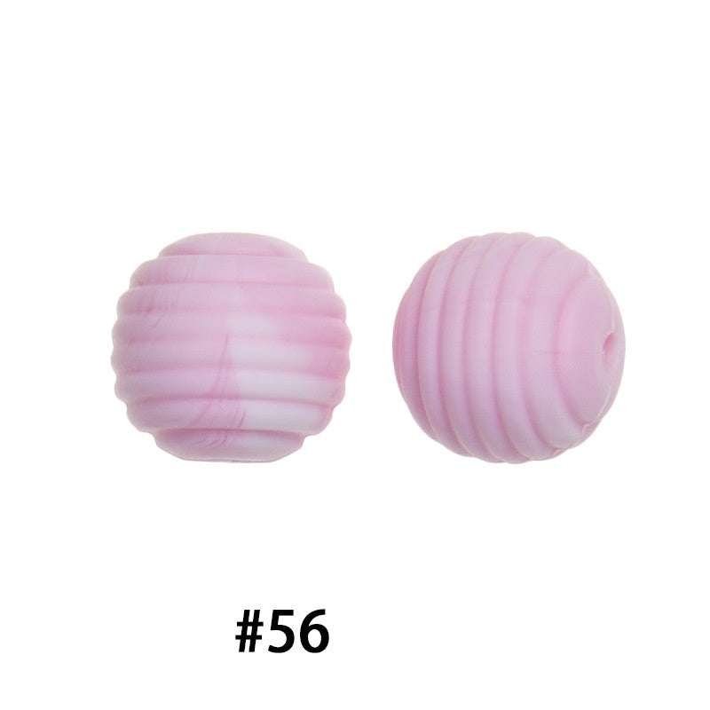Honeycomb 15mm Silicone Beads Solid Color Textured Matte Finish 50pcs