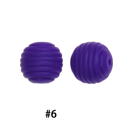 Honeycomb 15mm Silicone Beads Solid Color Textured Matte Finish 50pcs