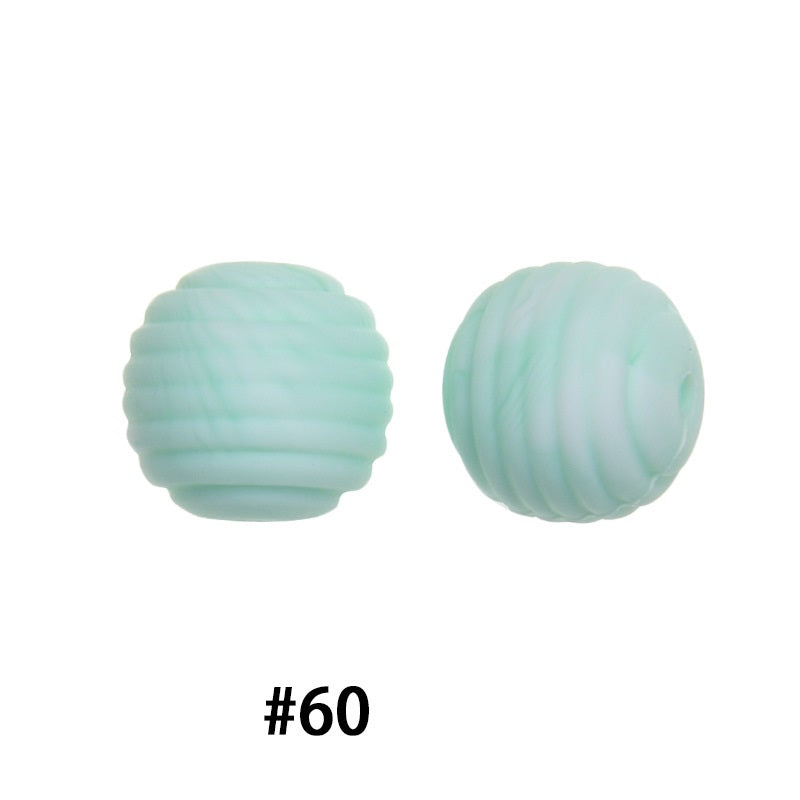 Honeycomb 15mm Silicone Beads Solid Color Textured Matte Finish 50pcs