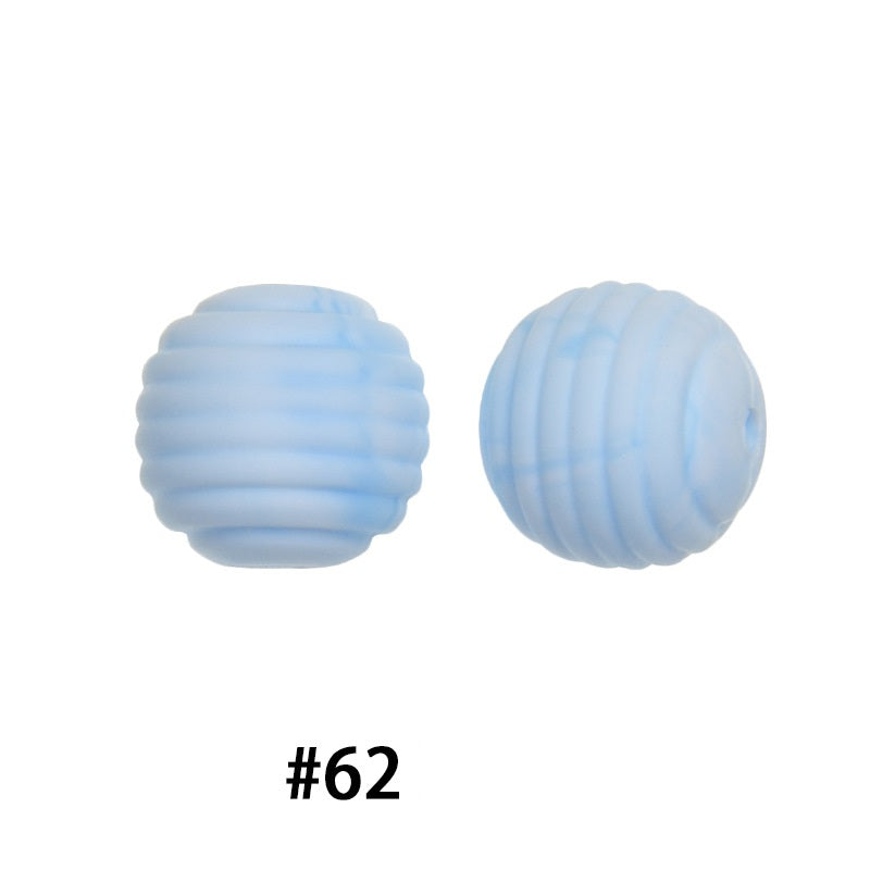 Honeycomb 15mm Silicone Beads Solid Color Textured Matte Finish 50pcs