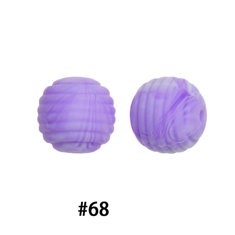 Honeycomb 15mm Silicone Beads Solid Color Textured Matte Finish 50pcs