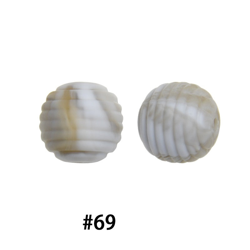 Honeycomb 15mm Silicone Beads Solid Color Textured Matte Finish 50pcs