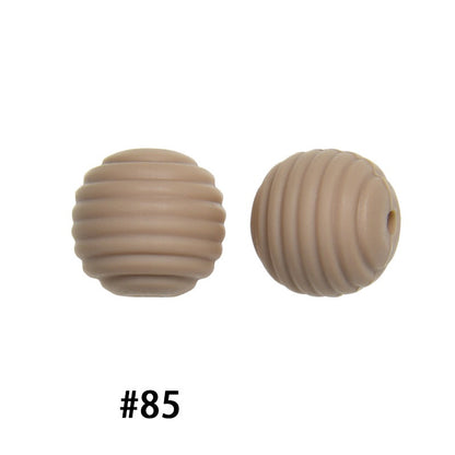 Honeycomb 15mm Silicone Beads Solid Color Textured Matte Finish 50pcs