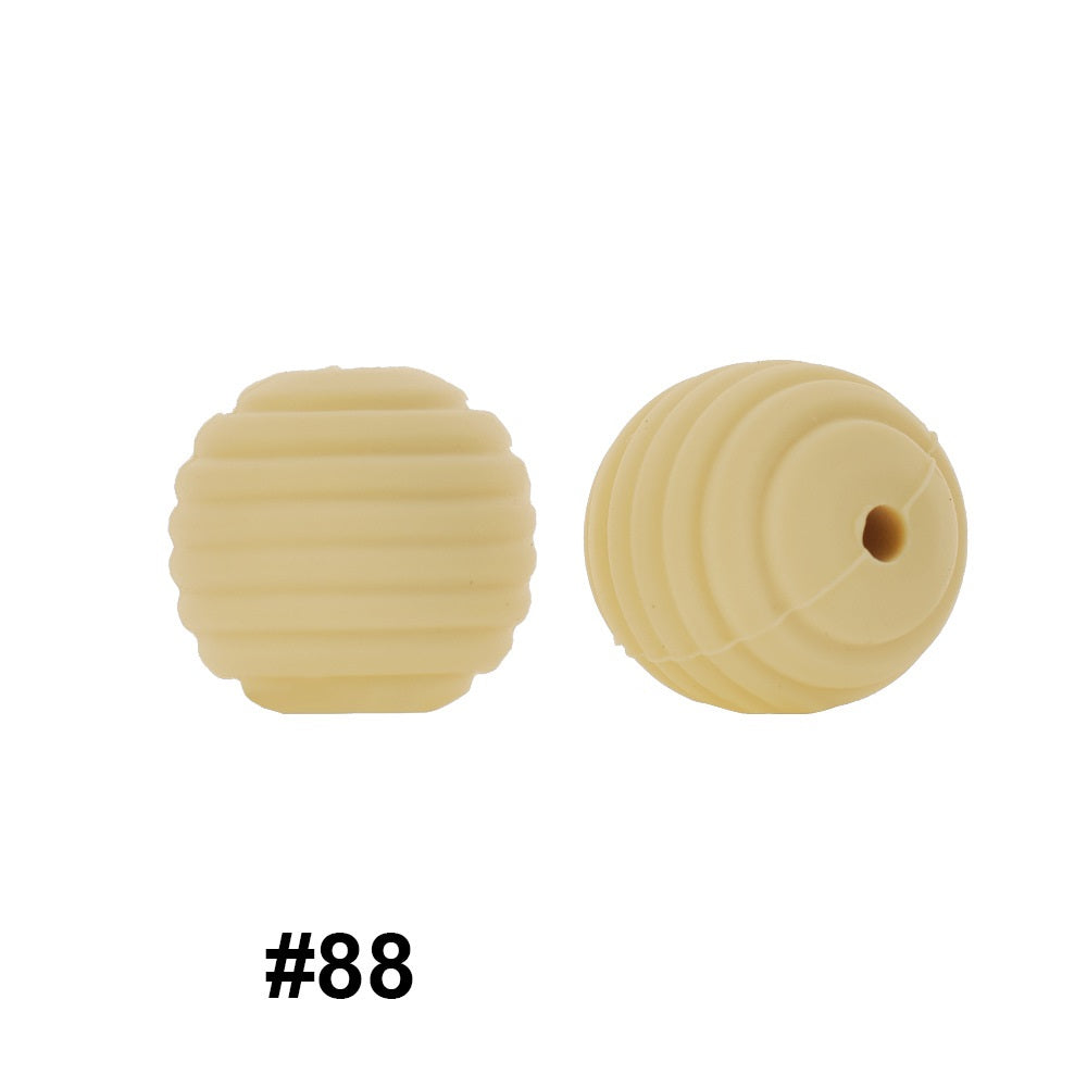 Honeycomb 15mm Silicone Beads Solid Color Textured Matte Finish 50pcs