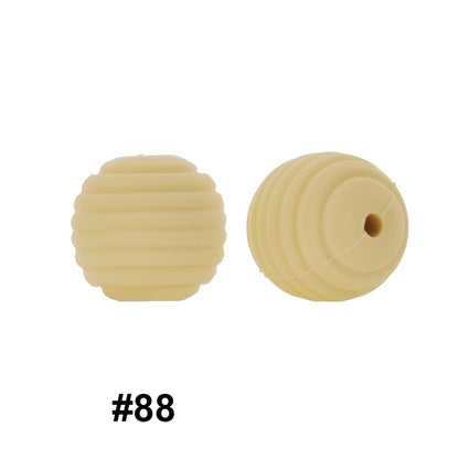 Honeycomb 15mm Silicone Beads Solid Color Textured Matte Finish 50pcs