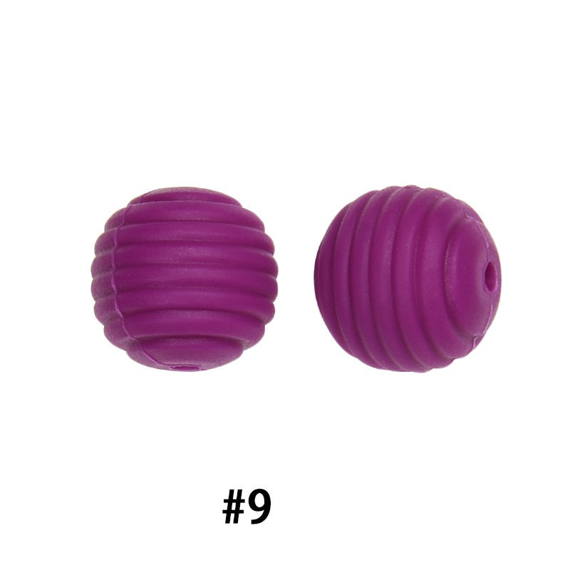 Honeycomb 15mm Silicone Beads Solid Color Textured Matte Finish 50pcs