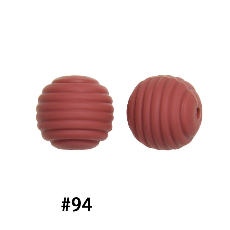 Honeycomb 15mm Silicone Beads Solid Color Textured Matte Finish 50pcs
