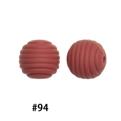 Honeycomb 15mm Silicone Beads Solid Color Textured Matte Finish 50pcs