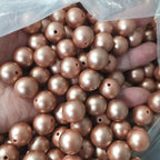 Metallic Hexagon 14mm and 15mm Silicone Beads Glossy Finish 50pcs 3