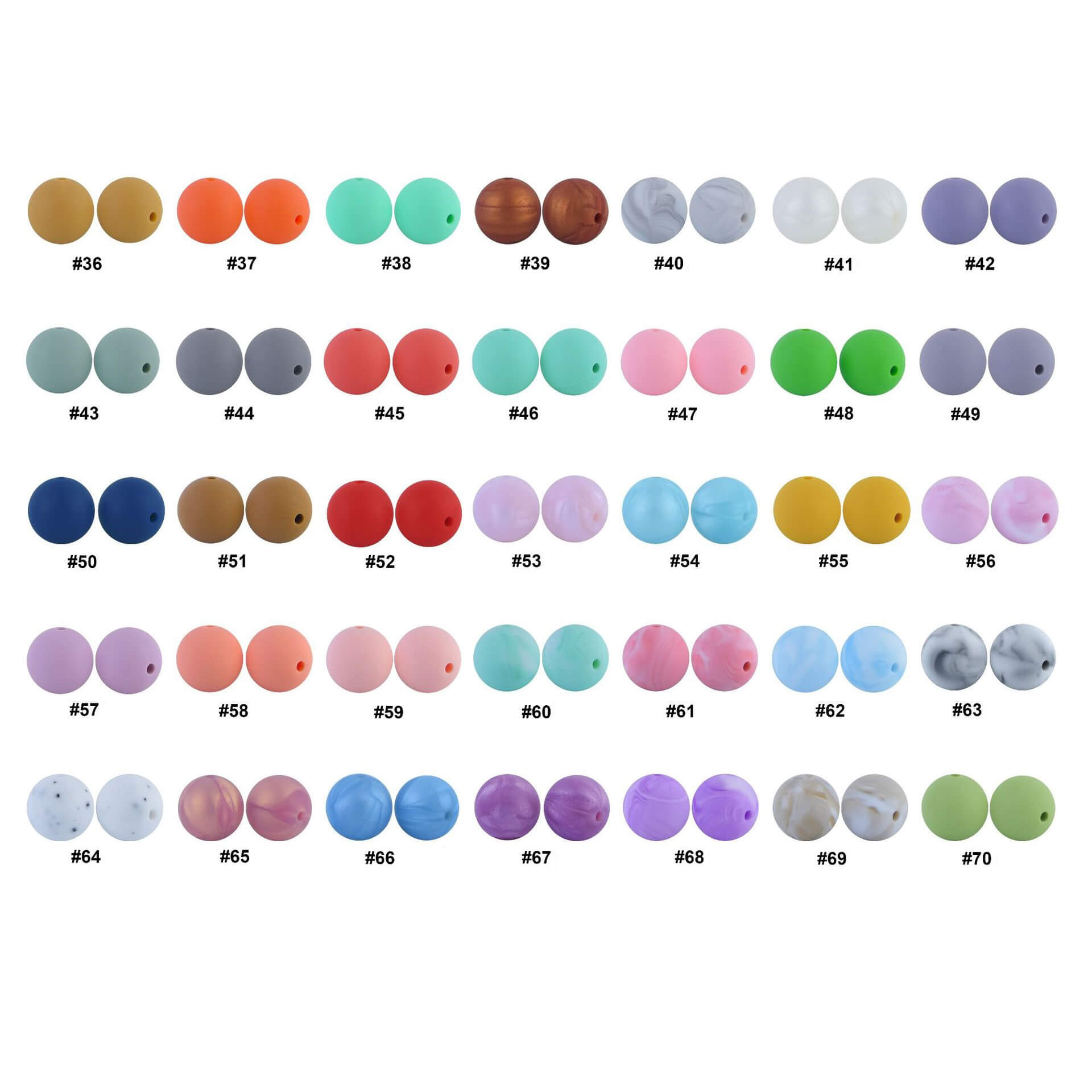 15mm Silicone Beads Solid Color Matte Finish 50pcs 150 Color Options 3