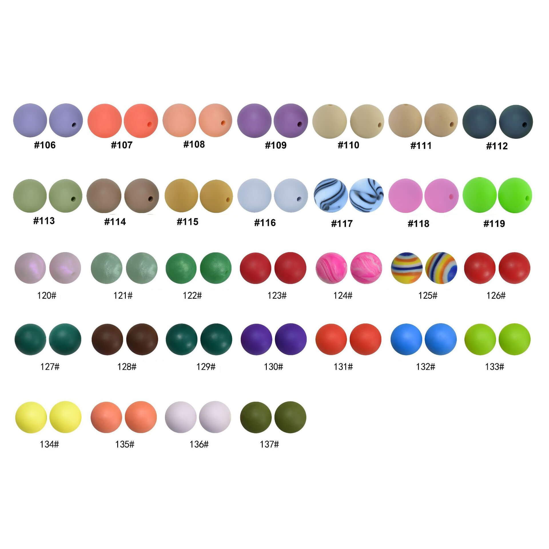 15mm Silicone Beads Solid Color Matte Finish 50pcs 150 Color Options 5