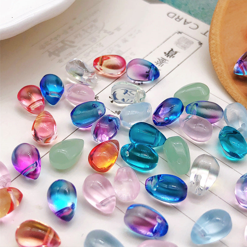 Czech Glass Beads Water Drop 9mm Colorful Translucent 50pcs 2