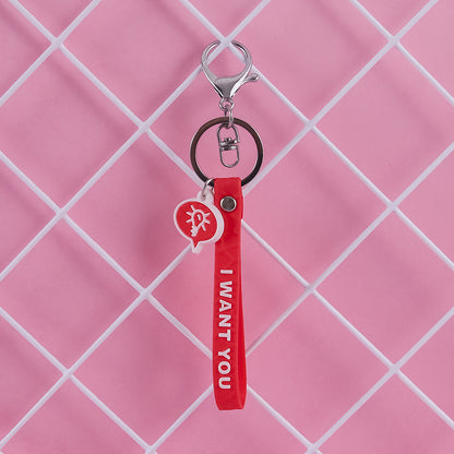 PVC Leather Rope Keychain Red I WANT YOU Embossed Lightbulb Charm 8